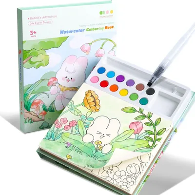 Productafbeelding van Kleurboek met waterverf voor kinderen – Konijn Little Corner, 24 pagina's