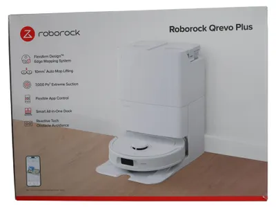Produktbild von Roborock Qrevo PLUS, Beutellos, Schwarz, Weiß, Rund, Staubbeutel, 0,33 l, 63 dB