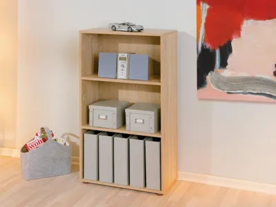 Zdjęcie produktu dla Półka lewa 'Parini 2' 60 cm z 3 przegrodami wykonana z Kfb w kolorze dąb Sonoma