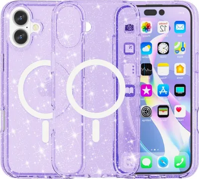 Produktbild von iPhone 16 Hülle - Coverup Glitter TPU Back Cover - MagSafe Compatible - Violett