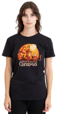 Image de T-shirt pour femme, Disney, "L'Étrange Noël de Monsieur Jack", motif "Believe In The Terror", couleur noire, taille M