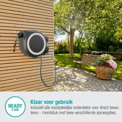 Image de Famanu Boîte à tuyau d'arrosage 30 mètres - enrouleur de tuyau automatique avec support mural