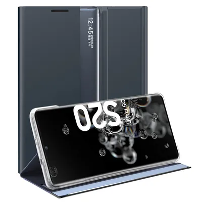 Obrázek produktu pro Galaxy S20 Ultra Pouzdro, Slim Flip Kožené Pouzdro s Okénkem a Stojánkem pro Samsung Galaxy S20 Ultra Námořnická modrá