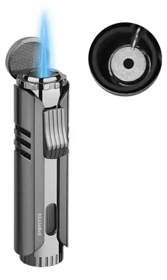 Immagine prodotto di Accendino a getto singolo, fiamma blu, ricaricabile, metallo, grigio