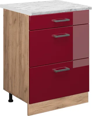 Produktbild von Küchenunterschrank Vicco R-Line Rot Hochglanz 60 cm AP Marmor, Model 45959
