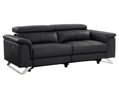 Produktbild von Vente-unique BREYT II, Liegestuhlsofa, Wohnzimmer, Schwarz, 3 Sitz(e), Schwarz, Leder