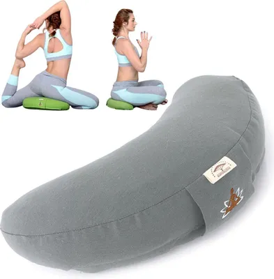 Produktbild von Halbmond Yogakissen | Meditationskissen mit Buchweizenschalen-Füllung Grau