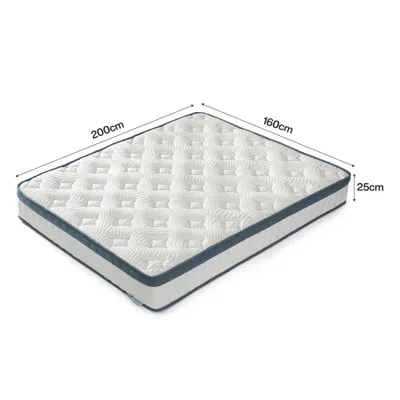 Obrázok produktu pre Matrac Tribesigns 160x200 cm výška 25 cm, H3, 7-zónový, taštičkový matrac s certifikáciou Oeko-TEX, pružinový matrac s gélovou pamäťovou penou