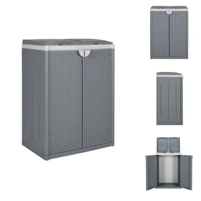 Immagine prodotto di vidaXL Cestino per rifiuti con 2 sportelli Grigio 65x45x88 cm PP - Cestini per rifiuti e pattumiere