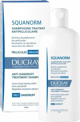 Produktbild von Shampoo gegen fettige Schuppen Kelual Squanorm ( regulierendes Behandlungsshampoo)    Inhalt: 200 ml