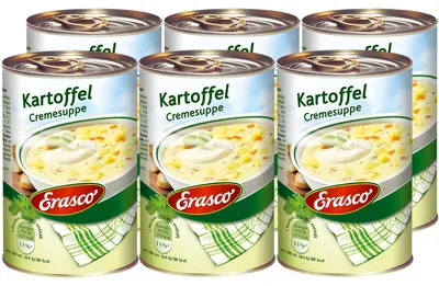 Zdjęcie produktu dla Erasco zupa krem z ziemniaków z wędzonym boczkiem, delikatna i kremowa 390ml 6-pak