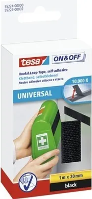 Produktbild von tesa On & Off Klettband schwarz 1m x 20mm