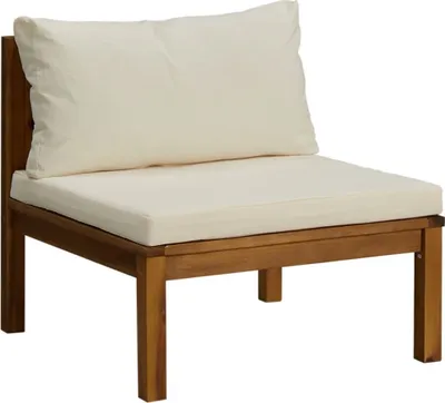 Produktbild von vidaXL Modulares Mittelsofa mit Cremeweißen Kissen Akazienholz