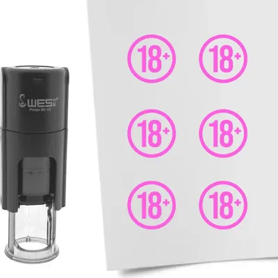 Produktbild von CombiCraft Selbstfärbender Stempel '18+' in der Farbe Pink, Ø10mm