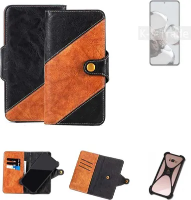 Produktbild von K-S-Trade Handyhülle Schutzhülle Bookstyle Case Wallet-Case kompatibel mit Xiaomi 12T Handy Cover Bumper Klapphülle schwarz hellbraun 1x