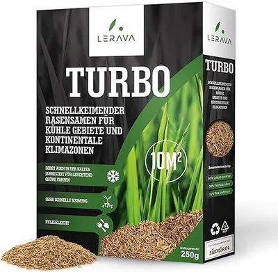 Obrázok produktu pre LERAVA TURBO 10 m² – rýchlo klíčivé osivo trávy – pre chladné oblasti – trávnik do tiena – sýto zelená farba, odolné rýchlo klíčivé osivo trávy