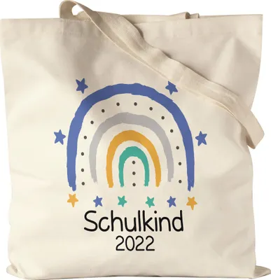 Produktbild von Schulkind 2022 Jutebeutel Stoffbeutel Canvas  Einschulungsgeschenk Grundschule 1. Klasse Schulstart Regenbogen Motiv