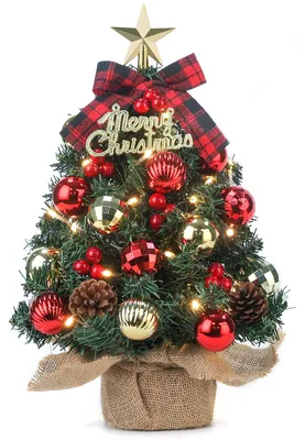 Image de Mini sapin de Noël de 60 cm avec éclairage LED - Décoré artificiellement - Décoration de Noël