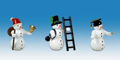 Produktbild von Holzfigur Schneemänner 3tlg. Höhe 6,5cm NEU