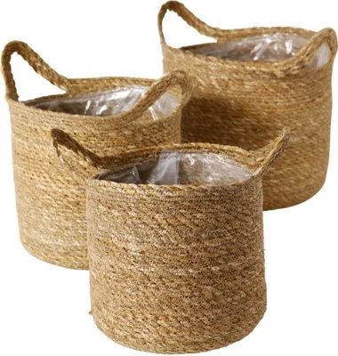 Produktbild von Blumenübertöpfe DAVID, geflochtene Körbe aus Seegras, 3er-Set