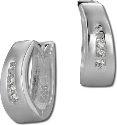Image de SilberDream créoles blanches boucles d'oreilles en argent sterling ovale zirconium femmes D2SDO399W