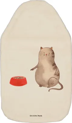 Produktbild von Mr. & Mrs. Panda Wärmflasche Katze Fressen - Weiß - Geschenk, mit Bezug, gummi, Wärmflaschen, Wärmekissen, Bettflasche