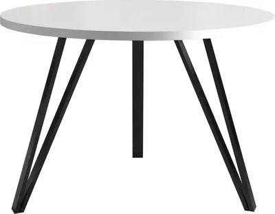Zdjęcie produktu dla BETTSO Biały okrągły stół LINEA z eleganckimi czarnymi nogami