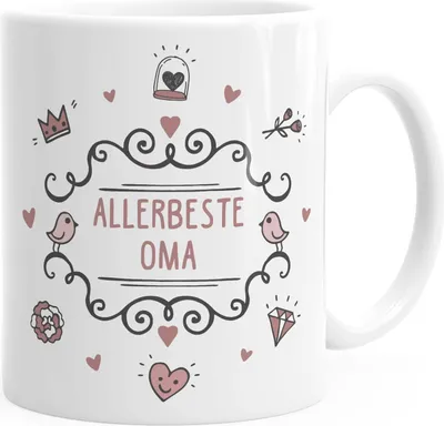 Produktbild von Kaffeetasse mit Botschaft Geschenk Weihnachten Geburtstag Muttertag Dankeschön Präsent Überraschung Moonworks® Allerbeste Oma weiß Keramik-Tasse