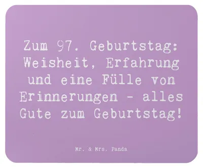 Produktbild von Mr. & Mrs. Panda Mauspad Spruch 97. Geburtstag - Lavendeltraum - Geschenk, Liebe, pc mousepad, mousematte, Erfahrung, besondere Geschenke, laptop, Glückwunsch, Mouse Pad