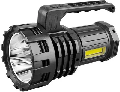 Obrázok produktu pre LED baterka s veľkým dosahom, výkonná LED baterka do exteriéru, dobíjateľná baterka s dlhou životnosťou – čierna