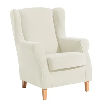Produktbild von Max Winzer Ohrenbackensessel Lorris - Velourstoff creme - Maße: 77 x 86 x 103 cm