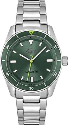 Produktbild von Lacoste Boston Herrenuhr Grün mit leuchtenden Indizes und blauen Akzenten