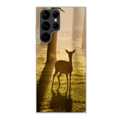 Produktbild von MuchoWow® Handyhülle Schutzhülle Hülle für Samsung Galaxy S22 Ultra Hirsche - Sonne - Bäume Silikon Softcase Handy Hülle - Abbildung