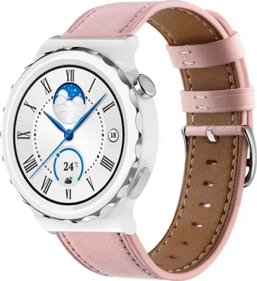Produktbild von Strap-it Huawei Watch GT 3 Pro 43mm Armband Leder (Rosa)