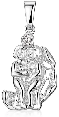 Produktbild von MATERIA Zwillinge Sternzeichen Anhänger Zirkonia für Kette Damen aus 925 Sterling Silber rhodiniert KA-470