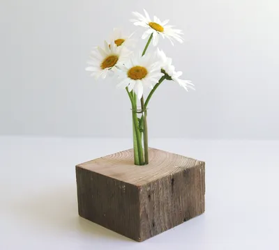 Produktbild von Holzvase "Natur Pur" - Eckig
