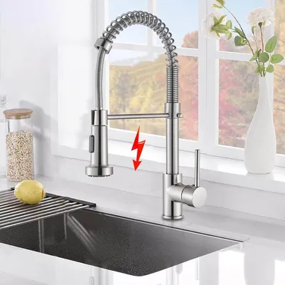 Obrázek produktu pro Kuchyňská baterie s nízkým tlakem, výsuvná, otočná o 360°, jednopáková, pro bojler, chromovaná