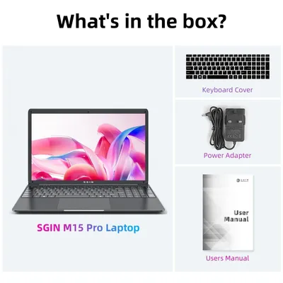 Produktbild von SGIN M15 Notebook - 15,6 Zoll, Intel J4105, 4GB RAM, 128 GB SSD, Win11 Home, Grau