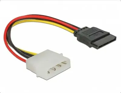 Image de DELOCK Stromkabel SATA 15Pin -> Molex 4Pin Bu/St 0.13m