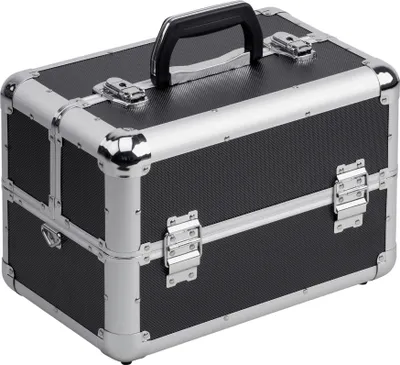 A black and silver multi-purpose case with a handle and latches, shown from a slightly elevated front-side angle on a white background.