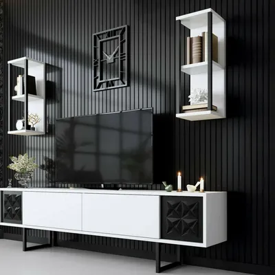 Produktbild von Dmora TV-Schrank Kaus 180x30x48 cm Weiß 5 Regale, Modulierbar