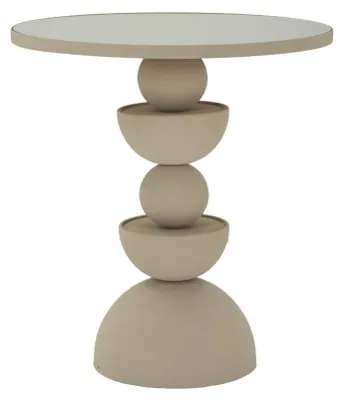 Immagine prodotto di Tavolinetto Dune con Specchio Ø45x49,5 cm in Ferro e Specchio Crema
