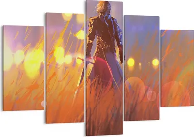 Produktbild von Bild auf Leinwand - Leinwandbild - Krieger Schwert - 150x100cm - Wand Bild - Wanddeko - Wandbilder - Leinwanddruck - Bilder - Kunstdruck - Wanddekoration - Leinwand bilder - Wandkunst - EA150x100-3819