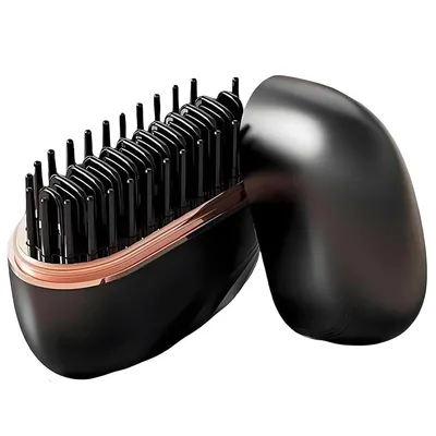 Produktbild von 2 in 1 Kabellose Mini Glättebürste mit 3 Temperaturstufen,Tragbare Taschen-Glättbürste für Glatte Haare & Locken,2000mAh Akku für Reise Unterwegs
