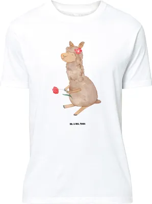 Produktbild von Mr. & Mrs. Panda Größe XL T-Shirt Alpaka Blume - Weiß - Geschenk, Shirt, Lama, mit Spruch, Witz, Lamas, Tshirt