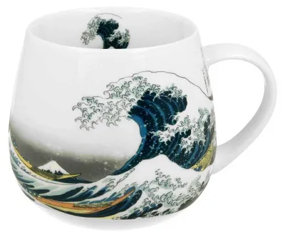 Zdjęcie produktu dla Porcelanowy kubek baryłka 430 ml Hokusai The Great Wave do Kawy Herbaty Napoi