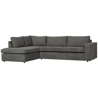 Produktbild von Woood Thomas Ecksofa 4-Sitzer Aus Gerippter-Stoff, Links, Dunkelgrau