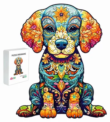 Obrázek produktu pro Pasjo24 Dřevěná puzzle skládačka, pes, 127 dílků, pro děti i dospělé, dárek