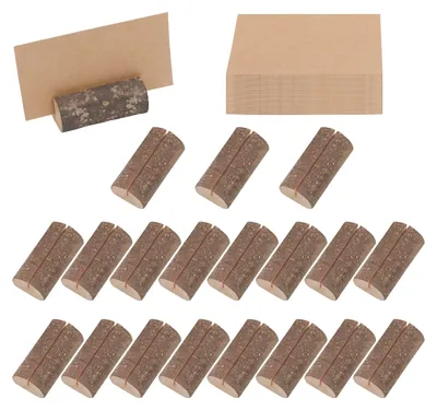 Produktbild von Belle Vous 20 Stk Tischkartenhalter Holz Rustikale Karten Halter mit 30 Tischkarten - Tischnummern Hochzeit, Fotos, Memo, Tischkartenhalter Hochzeit,