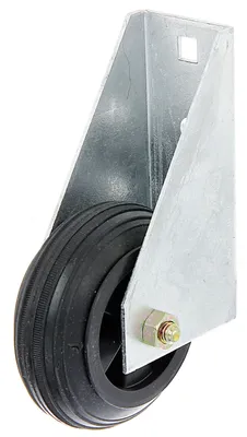 A close-up studio shot of a heavy-duty caster wheel assembly.